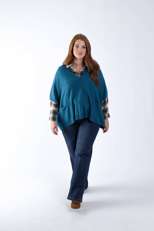 Pull court uni en viscose-Paprika-6