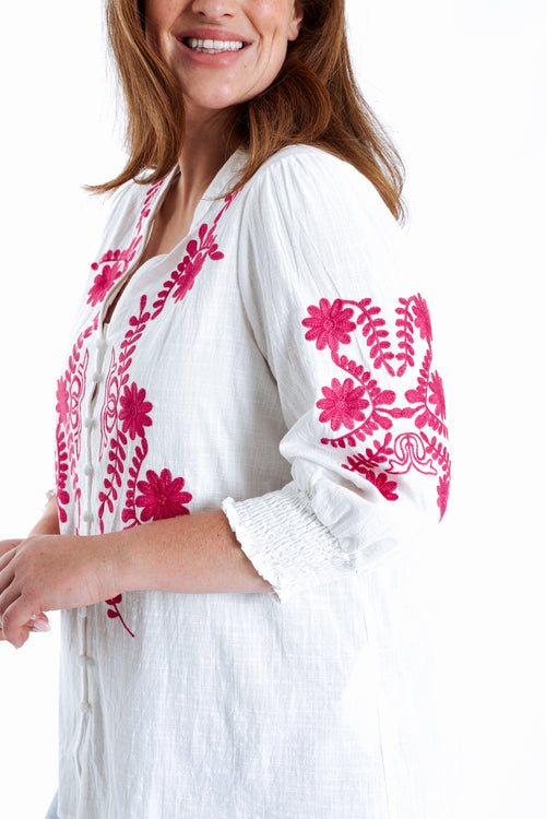 Blouse en coton avec broderies-Paprika-6
