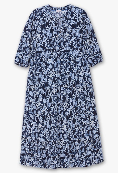 Lange jurk van viscose met tweekleurige paisleyprint-Paprika-1