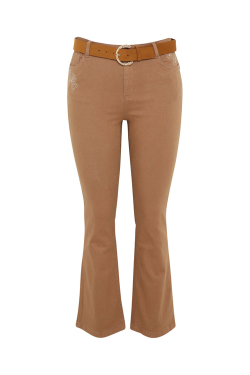 Pantalon flare brodé en coton-Paprika-11