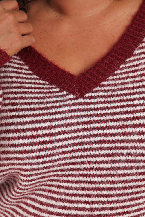 Pull rayé avec broderies-Paprika-4