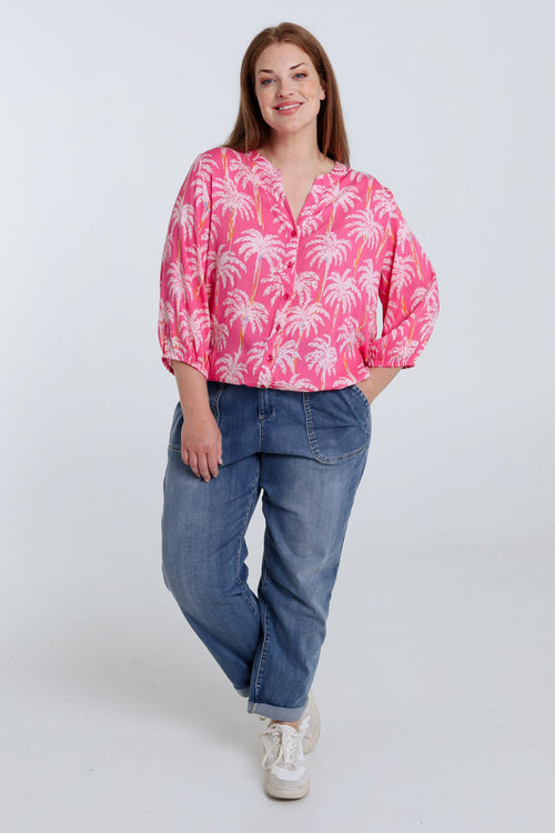 Blouse en viscose imprimé palmiers-Paprika-7