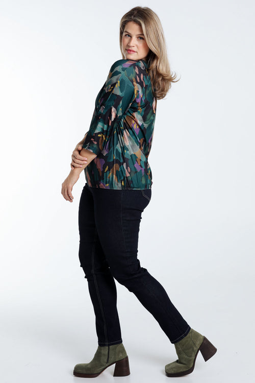 T-shirt met abstracte print en balbodem-Paprika-7