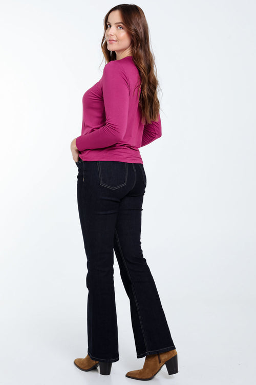 Effen T-shirt in viscose-Paprika-2