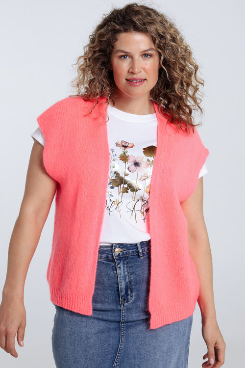 Effen mouwloos vest-Paprika-8