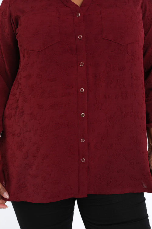 Chemise en viscose unie détail relief-Paprika-4