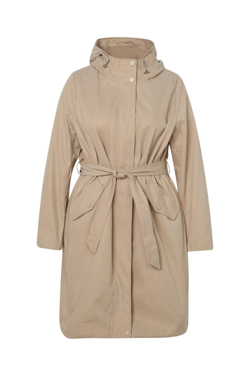 Trench mi-long uni avec capuche-Paprika-10