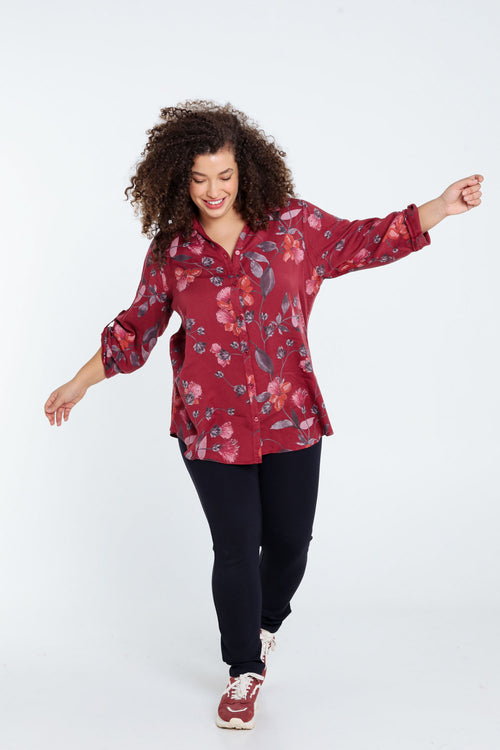 Chemise imprimé floral avec strass-Paprika-7