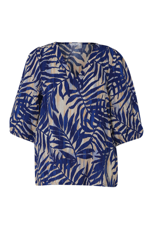 Blouse en viscose imprimé feuillage-Paprika-10