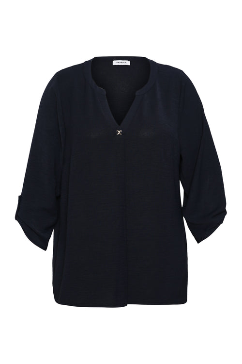 Effen blouse met sierdetails-Paprika-1