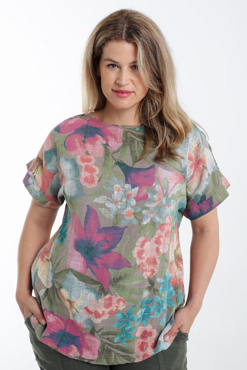 Bloes van katoen met bloemenprint-Paprika-2