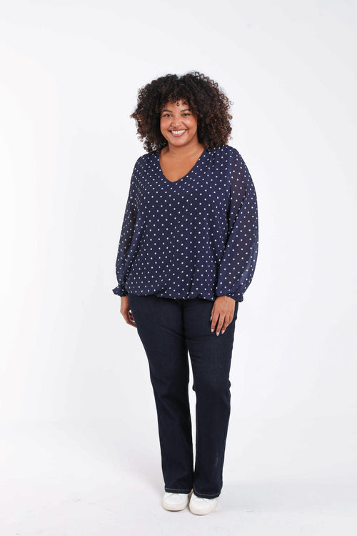 Blouse met stippenprint-Paprika-7