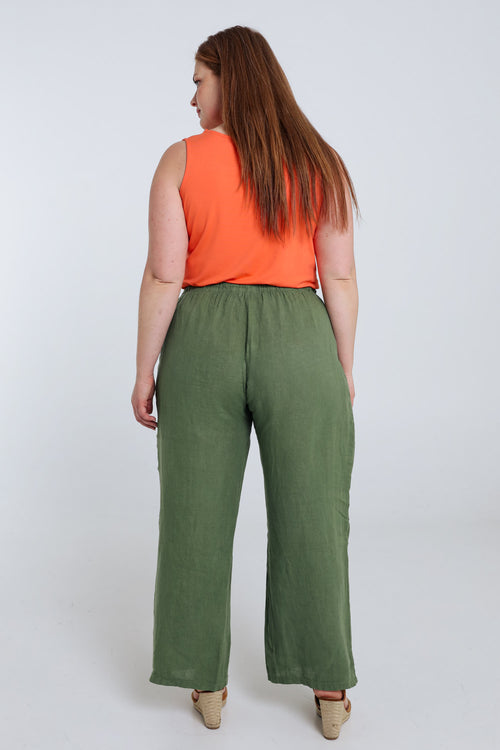 Pantalon en lin uni-Paprika-2