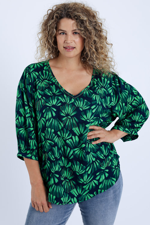 Bloes van viscose met bloemenprint-Paprika-1
