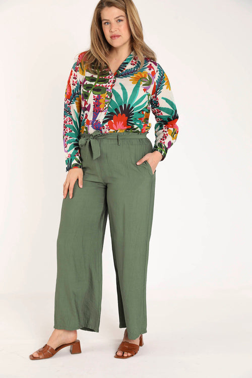 Pantalon large en viscose uni effet plissé-Paprika-6