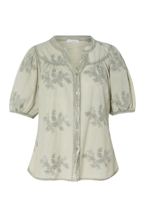 Blouse en coton avec fleurs brodées-Paprika-10