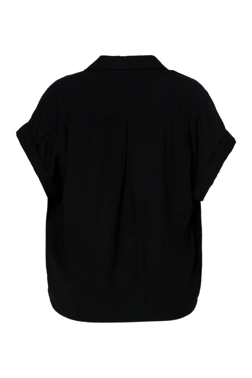 Knopenblouse van effen viscose-Paprika-11