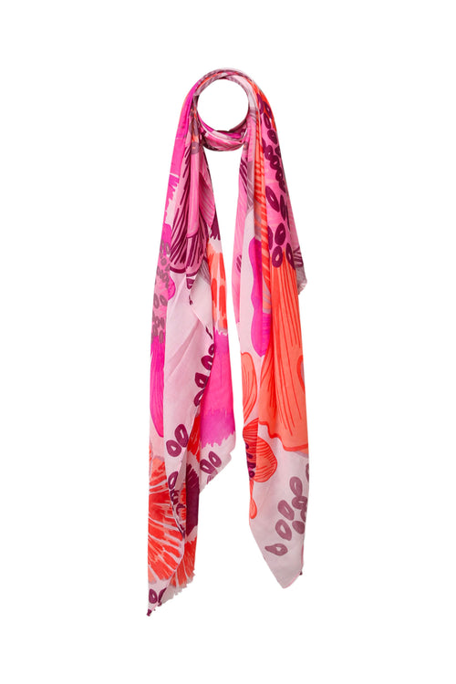 Sjaal met bloemenprint-Paprika-1
