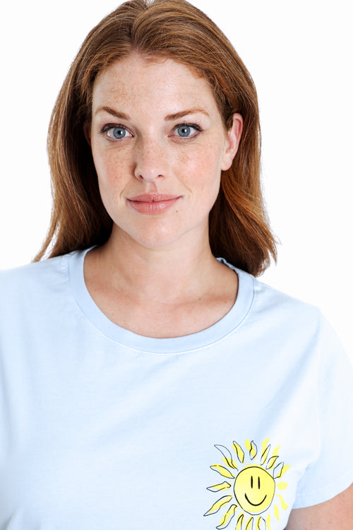 Effen katoenen T-shirt met zonnenprint-Paprika-4