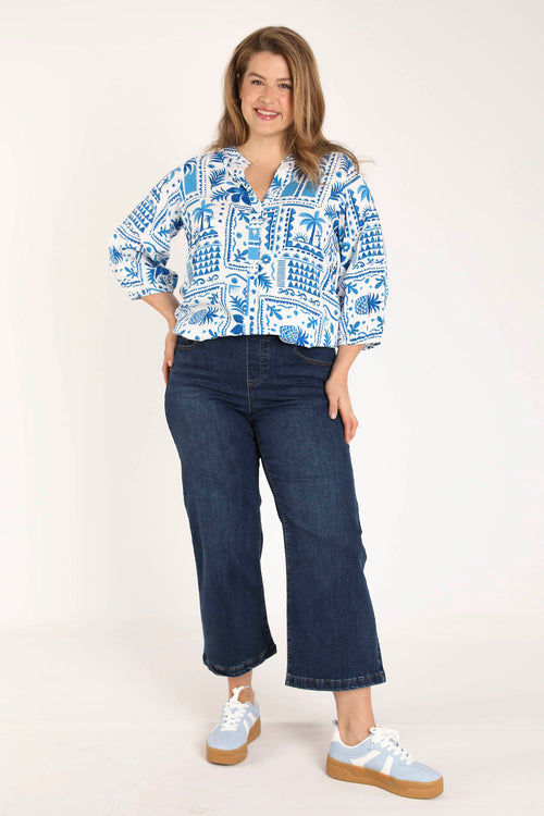 Blouse van viscose met patchworkprint-Paprika-7