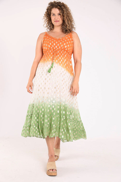 Robe longue dégradé de couleur et foil-Paprika-7