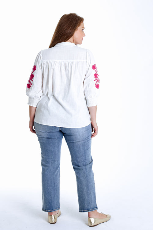 Blouse en coton avec broderies-Paprika-2