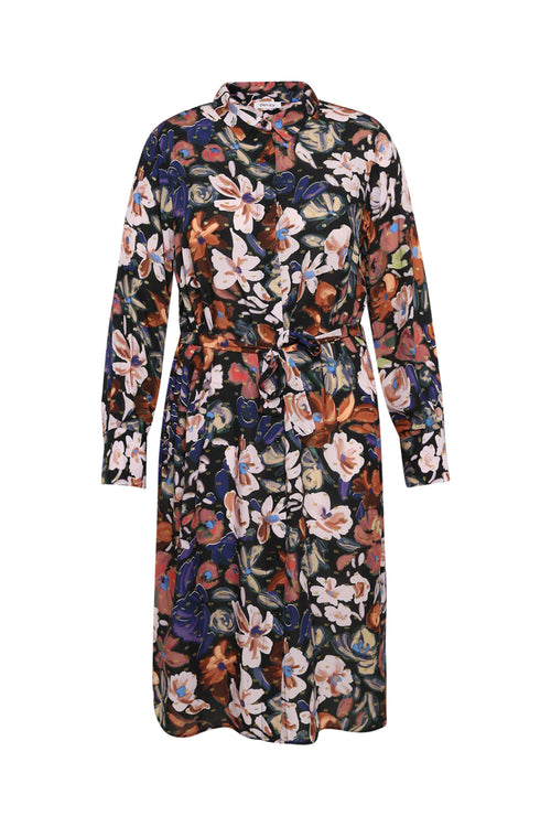 Halflange hemdjurk met bloemenmotief en lurex-Paprika-10