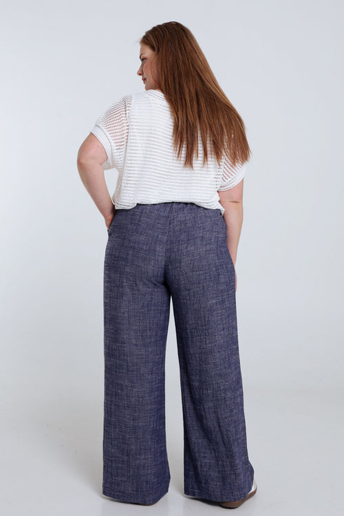 Pantalon large en lin uni-Paprika-2