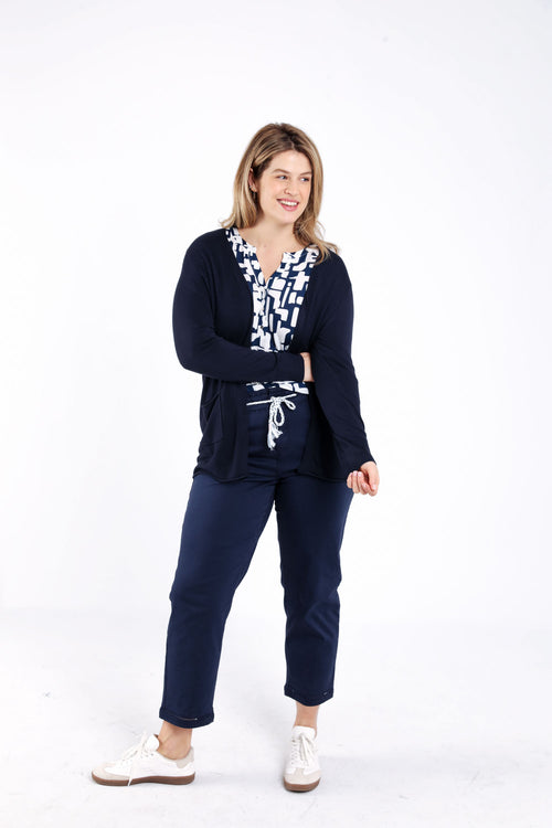 Dunne effen viscose cardigan-Paprika-8