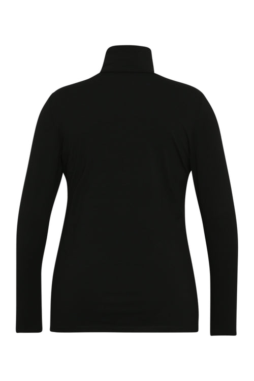 Effen T-shirt met coltrui van viscose-Paprika-2