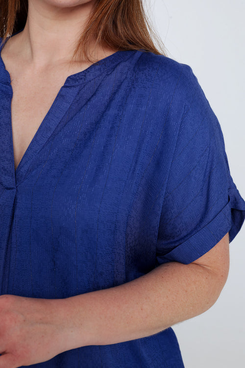 Blouse en viscose rayures lurex-Paprika-4