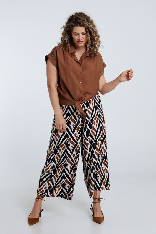 Chemisier noué en viscose uni-Paprika-8