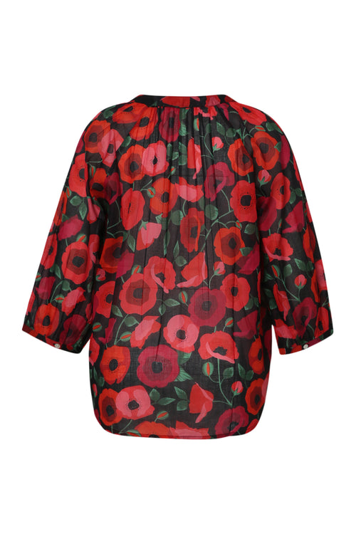 Blouse en coton imprimé coquelicots-Paprika-9