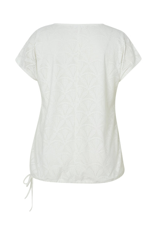 T-shirt en dentelle uni avec dessin floral-Paprika-11