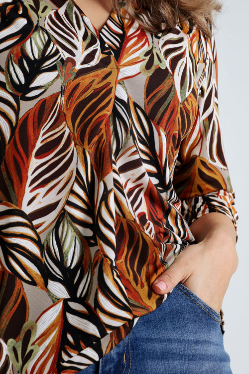 T-shirt plumes en maille gomme-Paprika-5