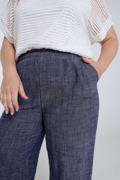 Pantalon large en lin uni-Paprika-3