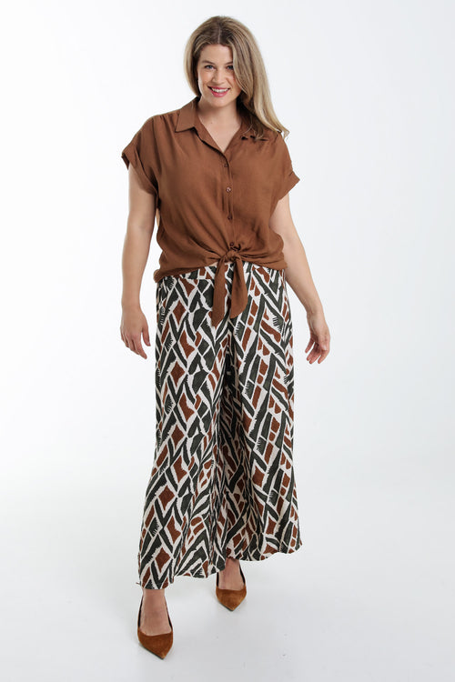 Brede viscose broek met etnische print-Paprika-7