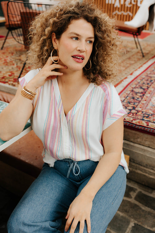 Top van viscose met lurex-strepen-Paprika-1