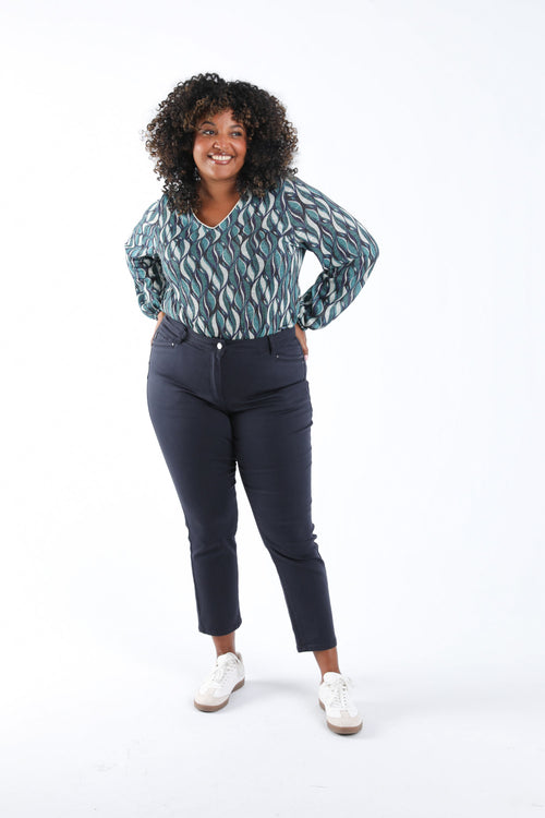 Effen slim fit 7/8 broek Louise-Paprika-7