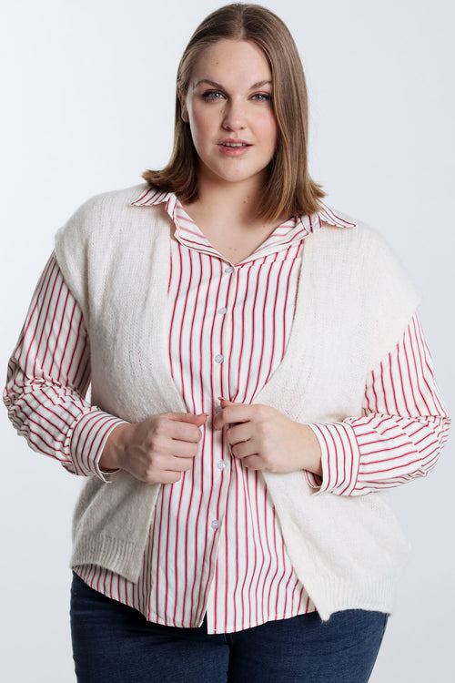 Effen mouwloos vest-Paprika-1