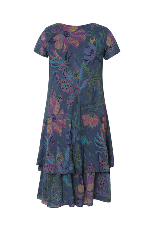 Robe en gaze de coton imprimé floral-Paprika-11