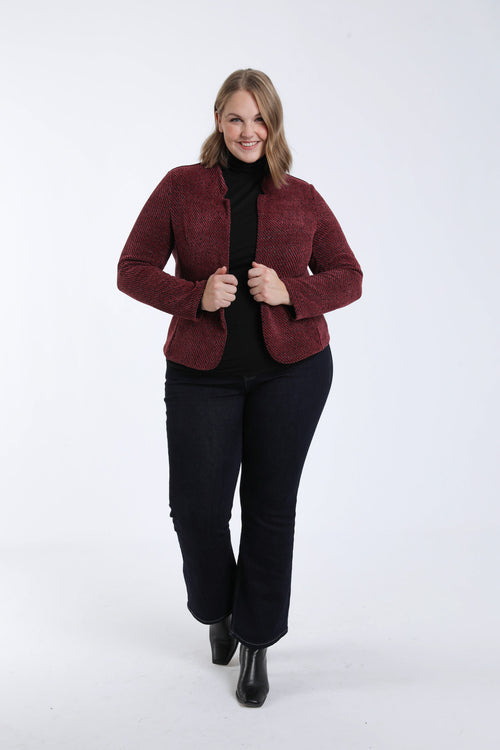 Bicolor jacquard jasje met lurex-Paprika-6