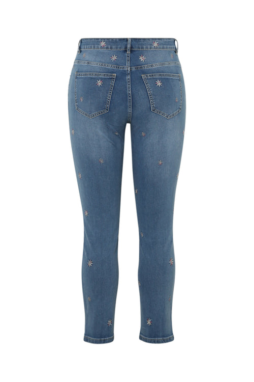 Jeans slim 7/8 avec fleurs brodées-Paprika-11