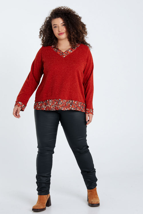 T-shirt 2 en 1 imprimé floral-Paprika-8