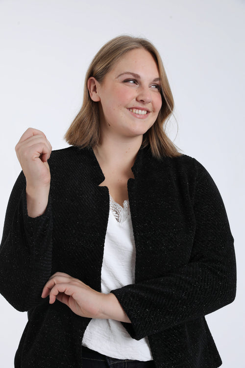 Bicolor jacquard jasje met lurex-Paprika-3