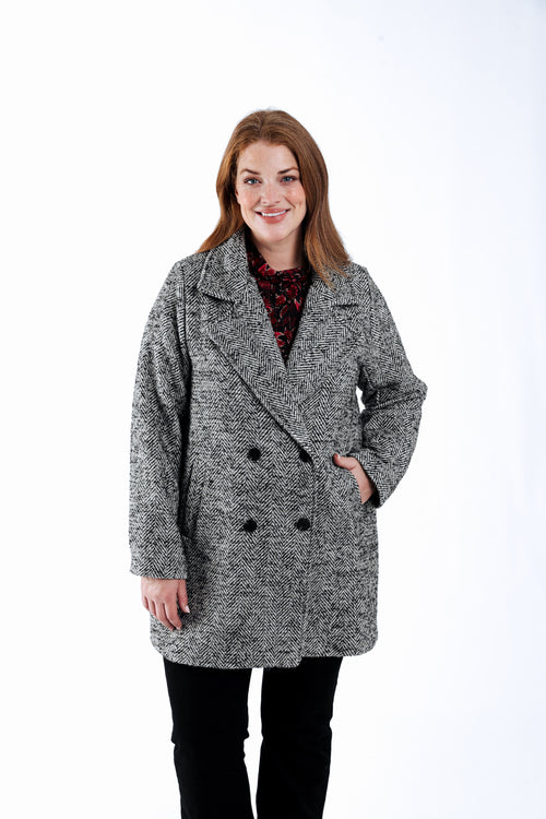 Manteau mi-long motif chevrons-Paprika-1