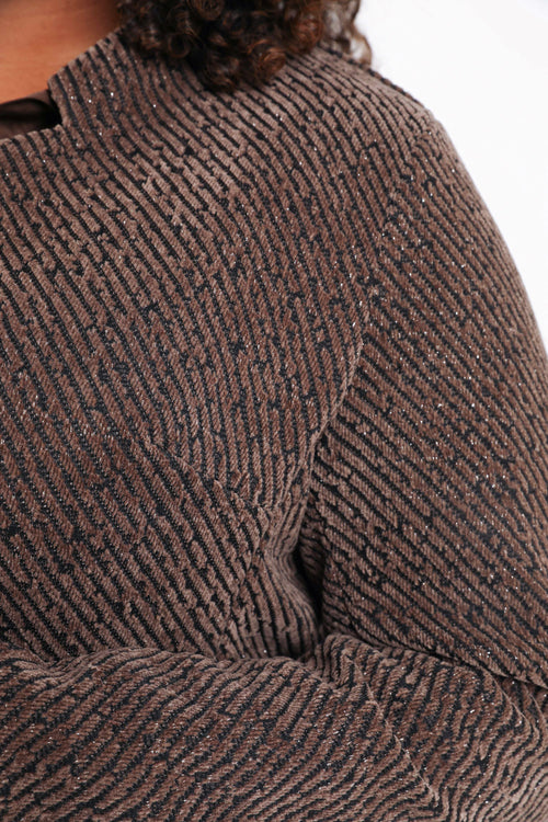 Veste jacquard bicolore avec lurex-Paprika-6