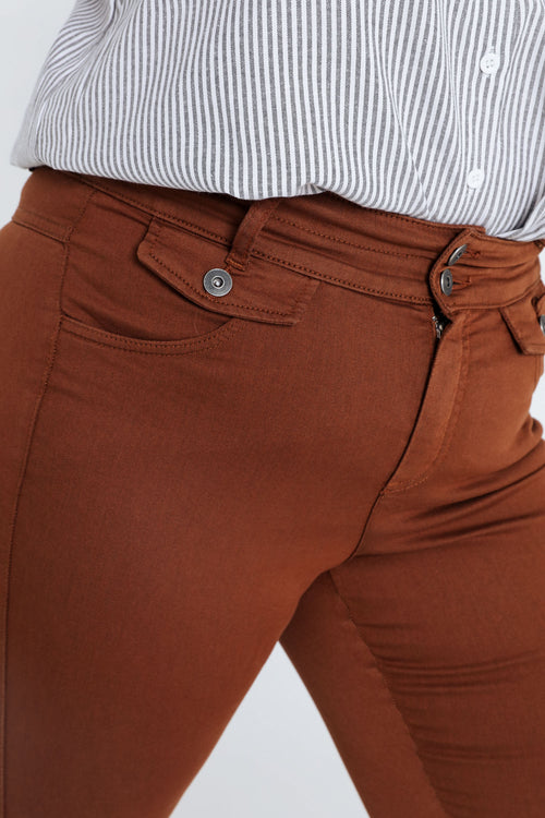 Pantalon uni en coton-Paprika-6