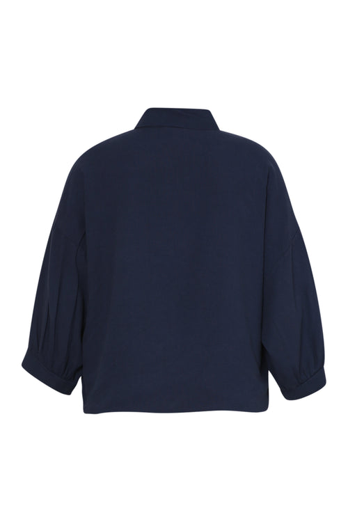Chemise à nouer en lin et viscose unie-Paprika-2