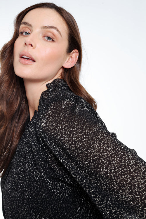 Blouse imprimé pois avec foil-Paprika-6